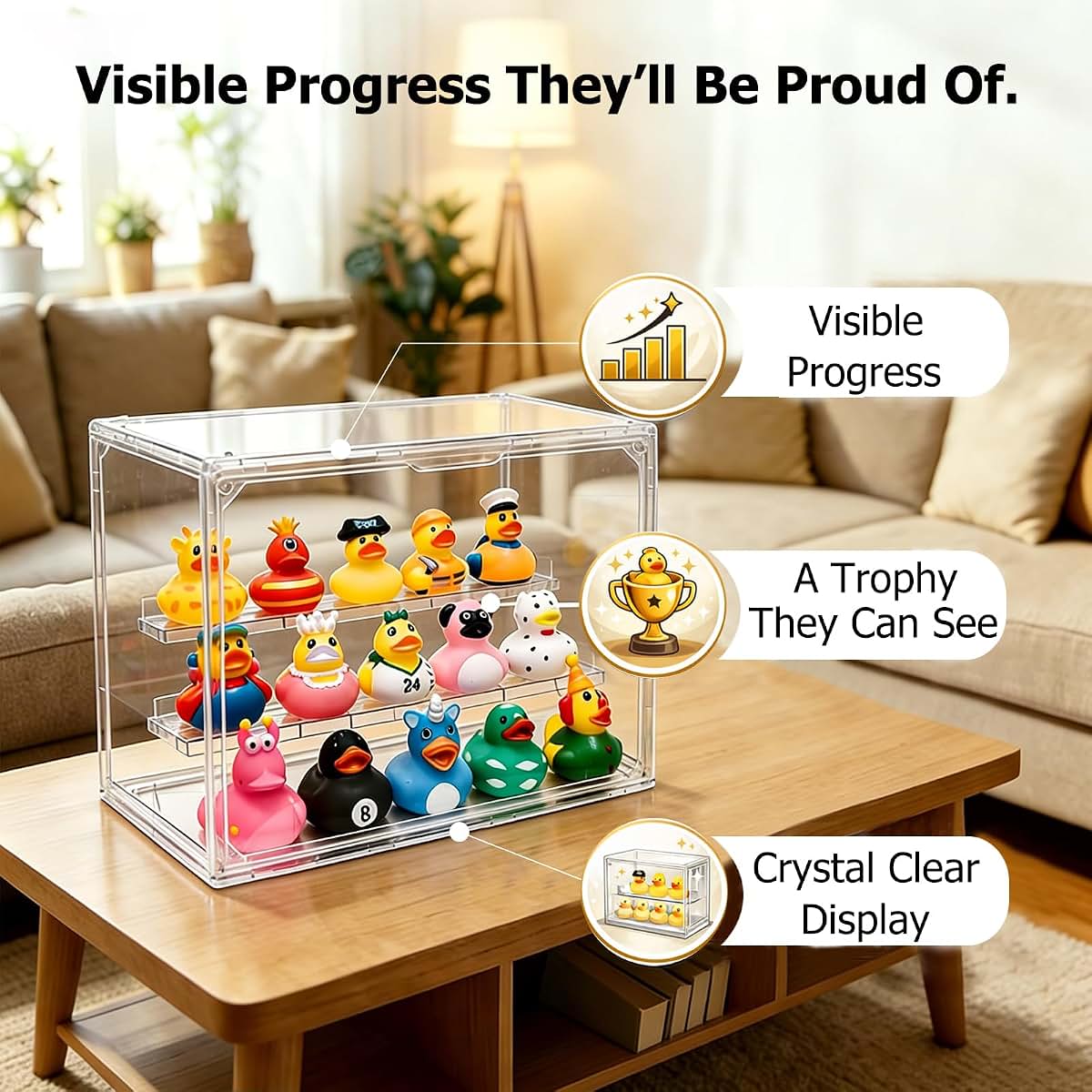 Jovify Living Potty Training Reward System, 15 Blind Bag Ducks with Clear Display Case (photo 4)