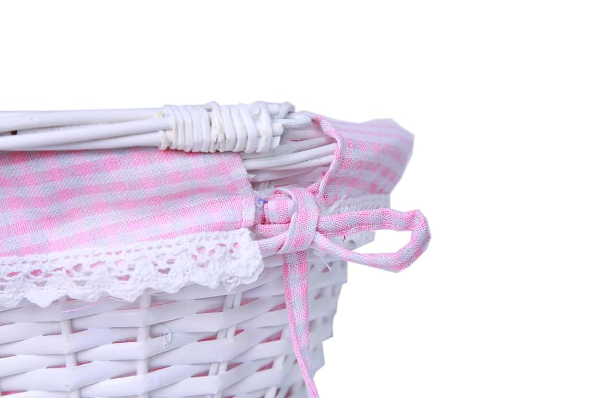 Krzil Round Wicker Storage Basket With Cotton Linen Lining