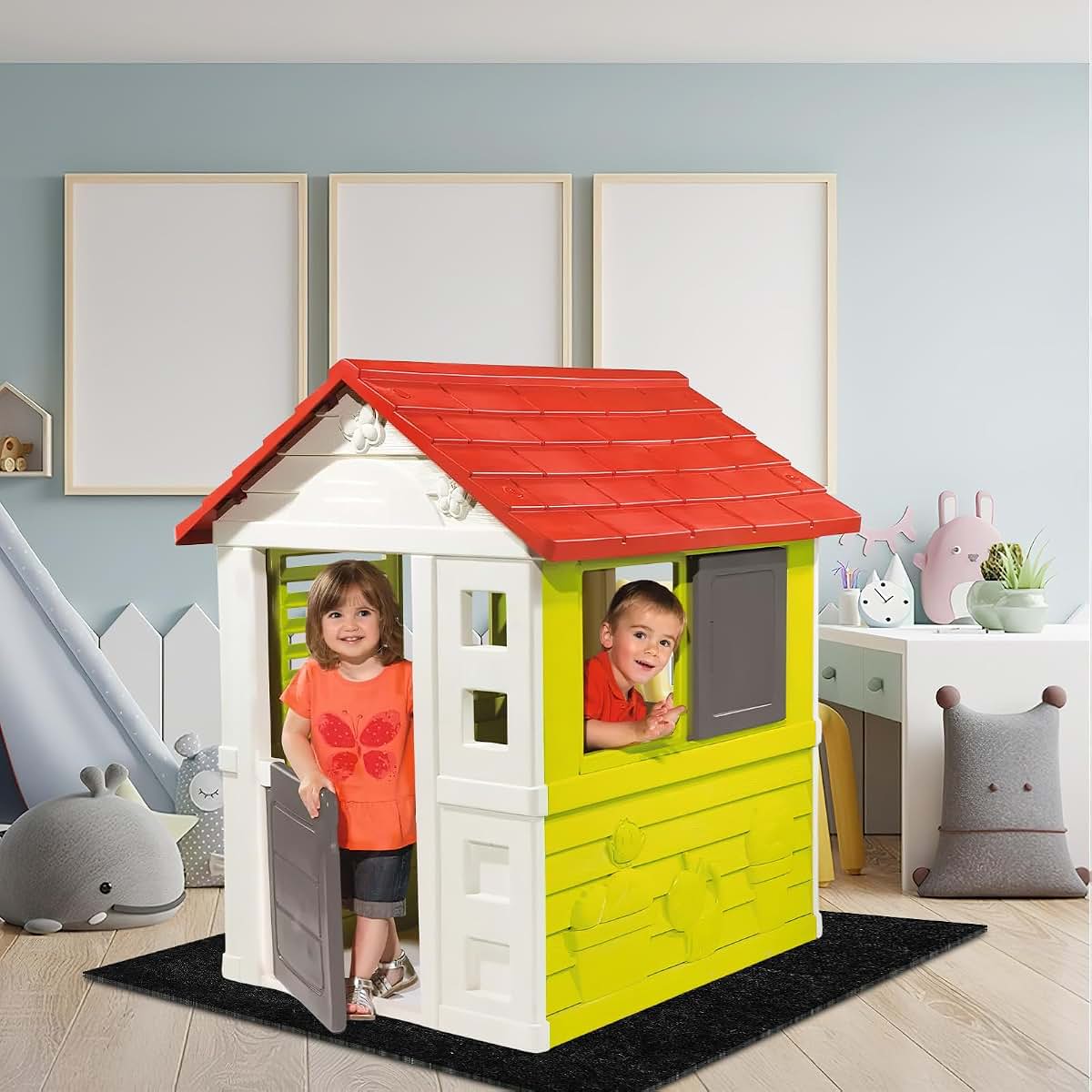 HFYZZ Outdoor Playhouse Mat, 59'' x 55'' Waterproof Outdoor Playhouse Activity Rug with Non Slip Backing Outside Game