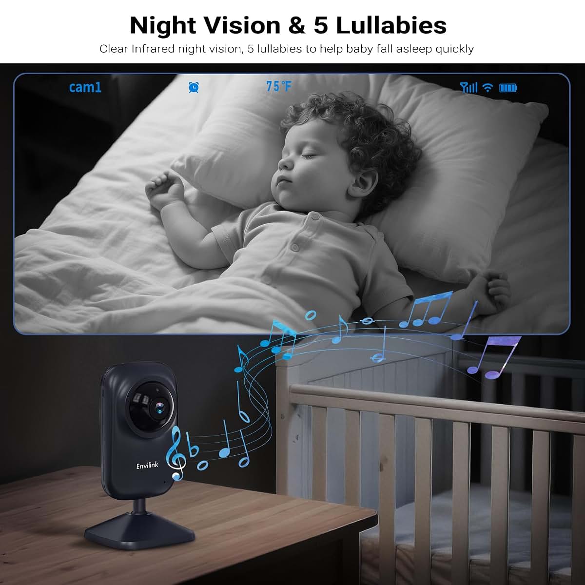 Envilink Video Baby Monitor With 2 Cameras, 2.8" Ips Screen, 1200ft Range, App Connectivity