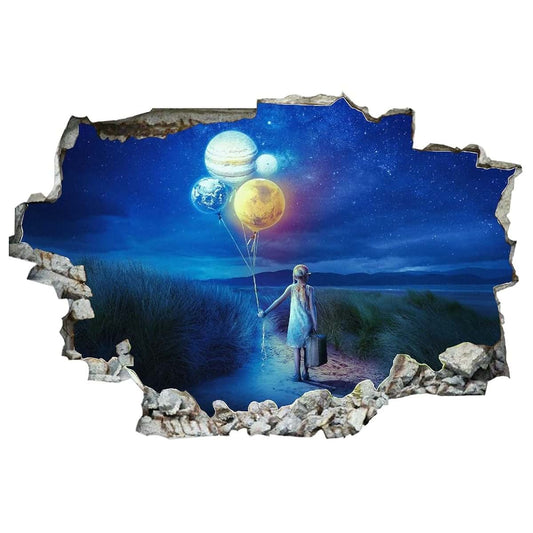Higoss 3D Earth Landscape Wall Decal Peel And Stick Mural