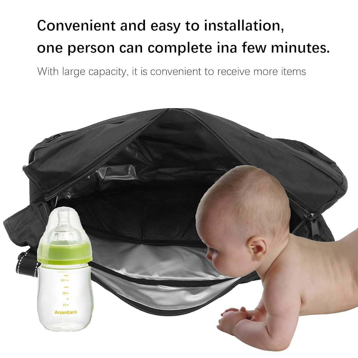 Herchr Baby Stroller Storage Bag With Non Slip Straps