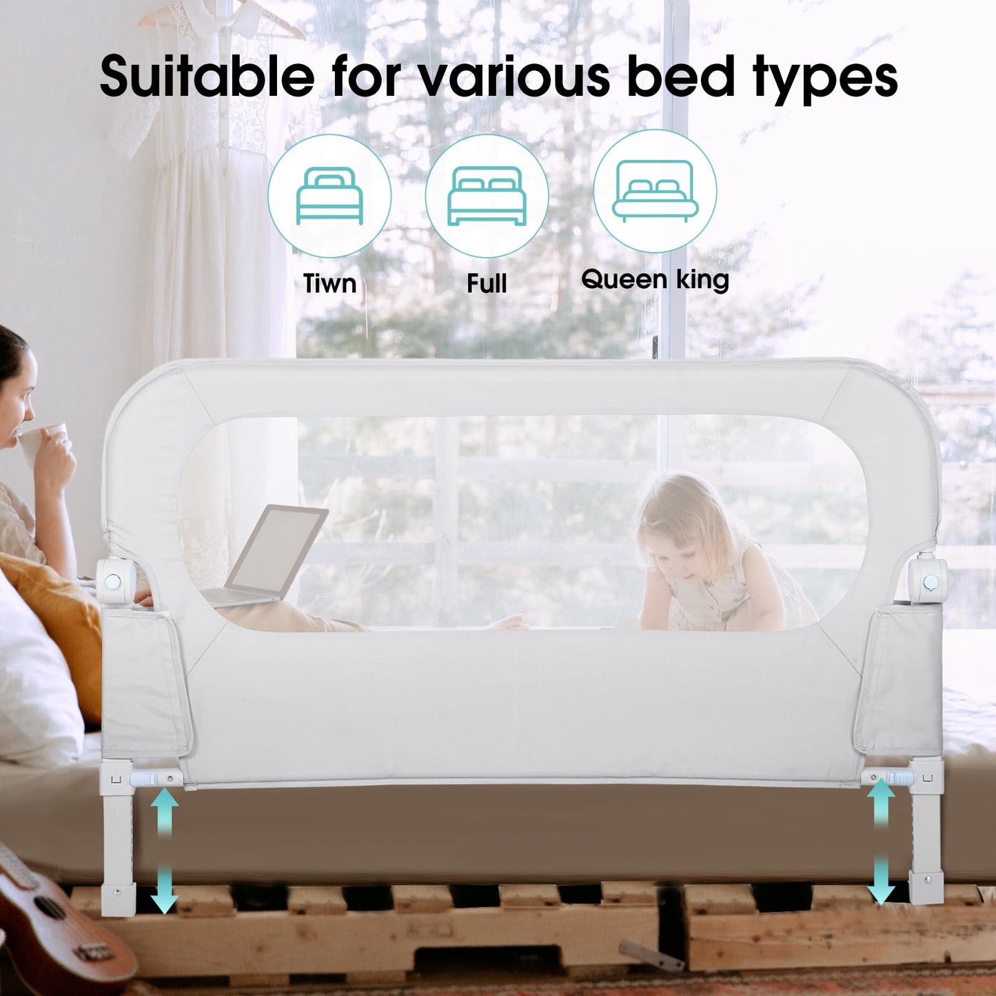 Nutikas Baby Bed Rail Guard - Swing Down Rail for Toddlers