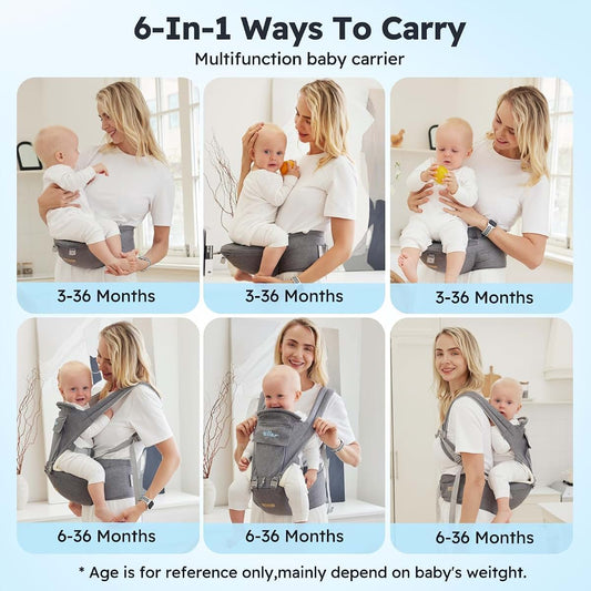 Bear 6-in-1 Baby Carrier With Hip Seat For Newborn To Toddler