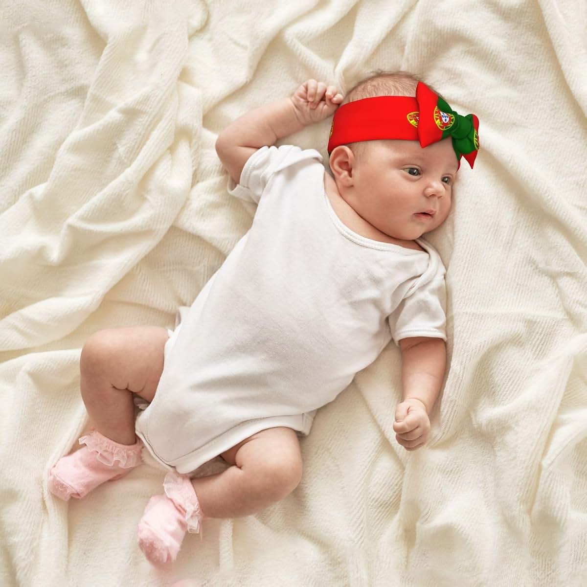 HYTTER Portuguese Flag Printed Bow Headband for Infants