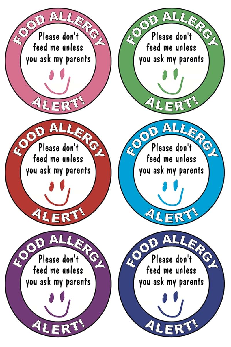 M MeshaKippa Colored Allergen Warning Stickers for Kids