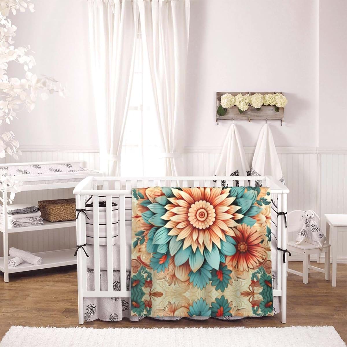 WBQLSL Dahlia Pattern Baby Blanket 30"x40" Crib nap Blanket Newborn Gift