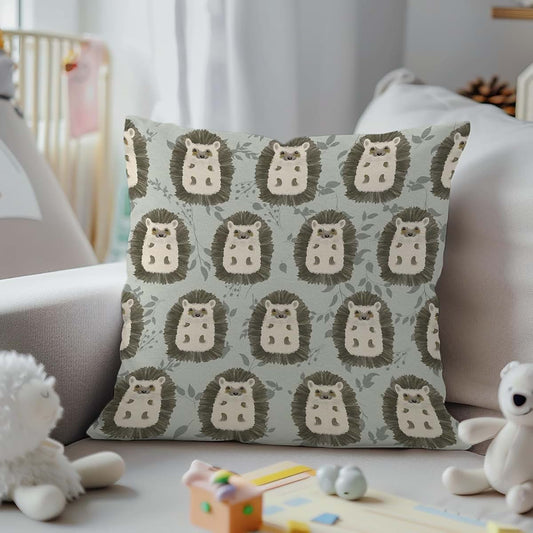 BabyOneStop Hedgehog Green Leaves Decorative Nursery Throw Pillow Cover