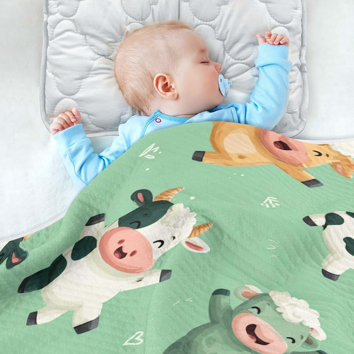 Cute Animal Print Baby Blanket for Crib and Travel Use