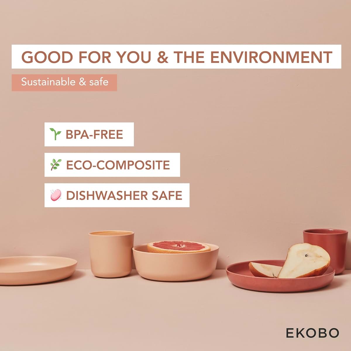 EKOBO Bamboo Kids Bowls Set of 4, 20 oz Reusable Kid Bowls, Eco‑Composite, BPA‑Free, Dishwasher Safe, Stackable Cereal (photo 4)