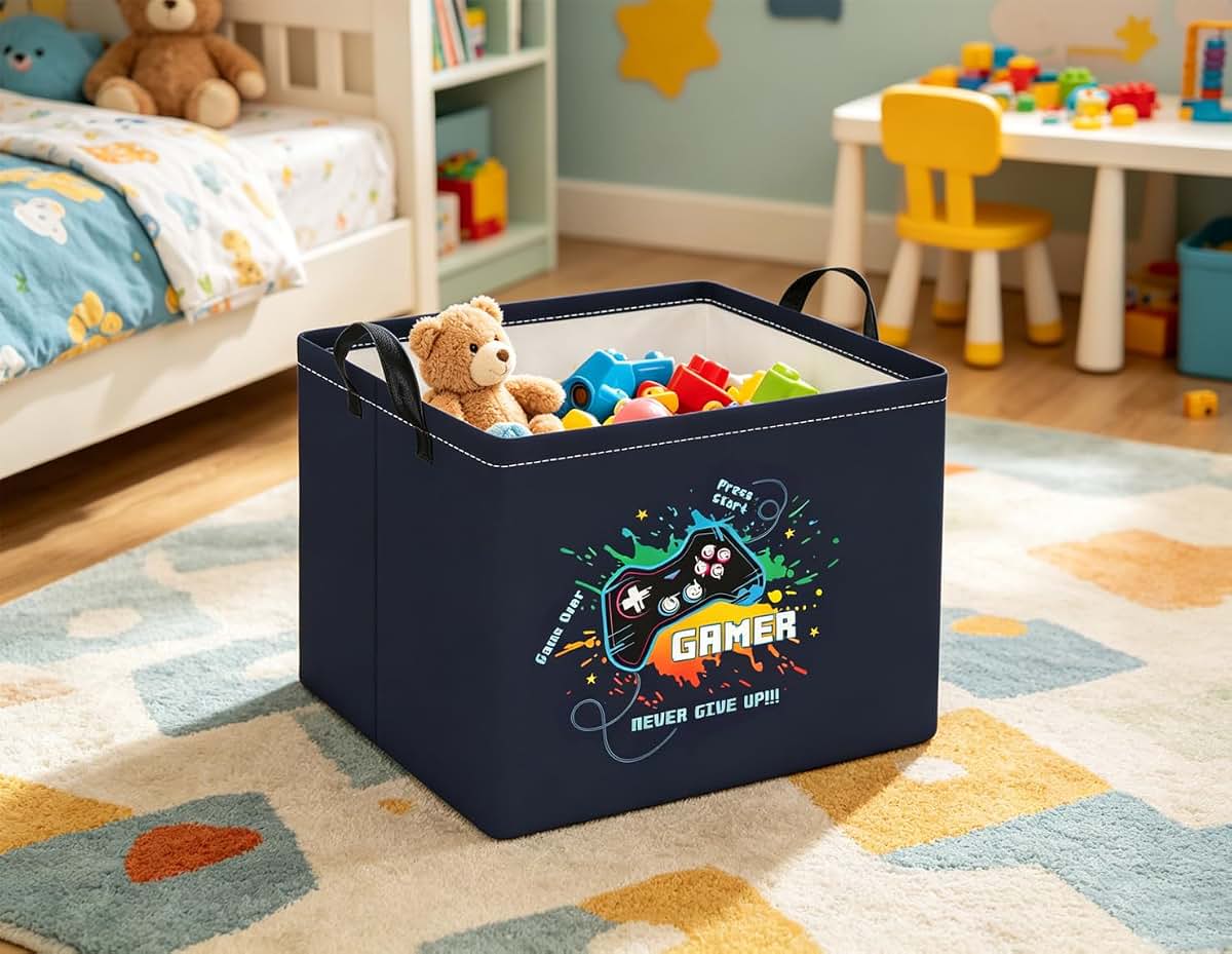 TIBAOLOVER Rectangular Baby Storage Basket, Game Pattern