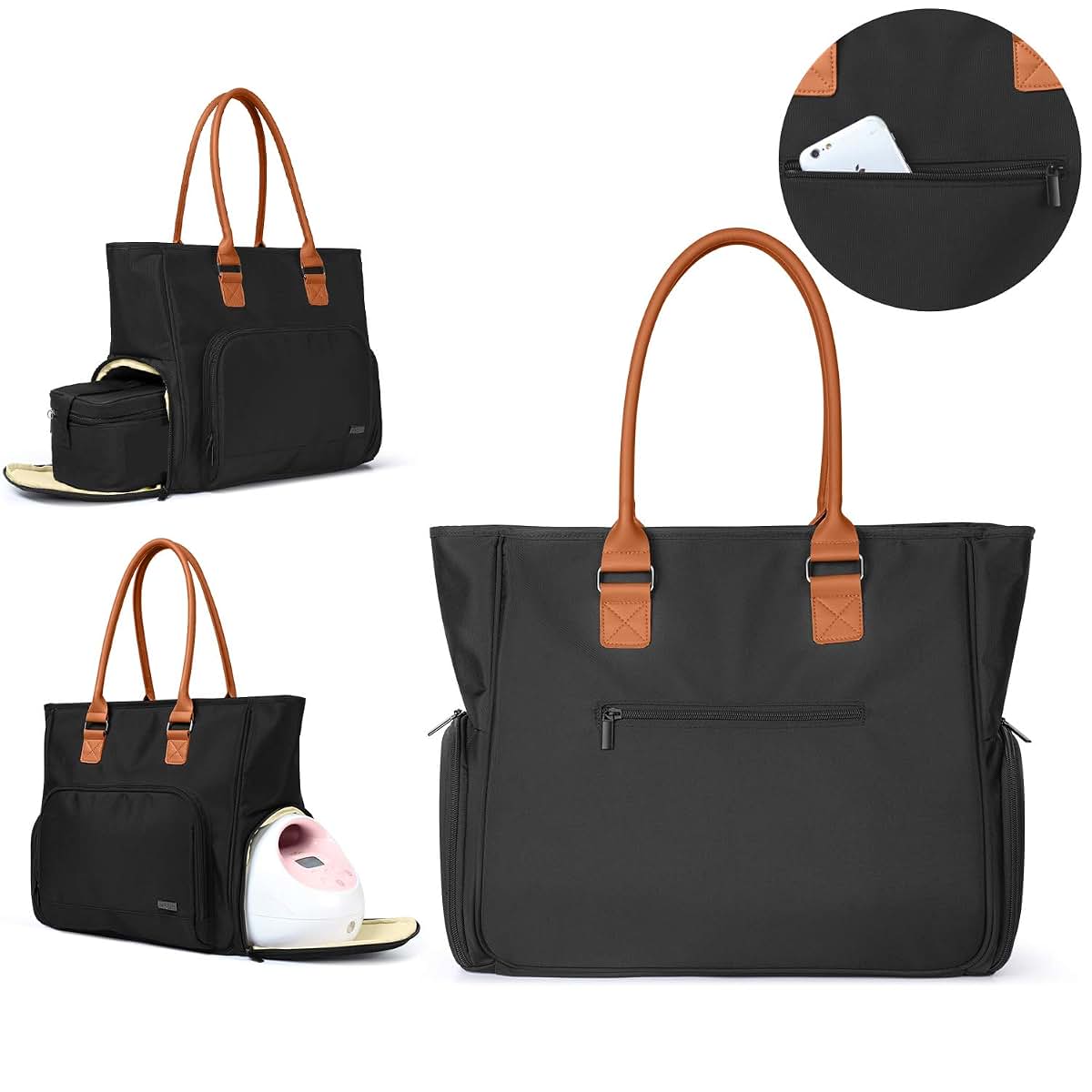 Luxja Breast Pump and Laptop Tote with Milk Cooler Bag
