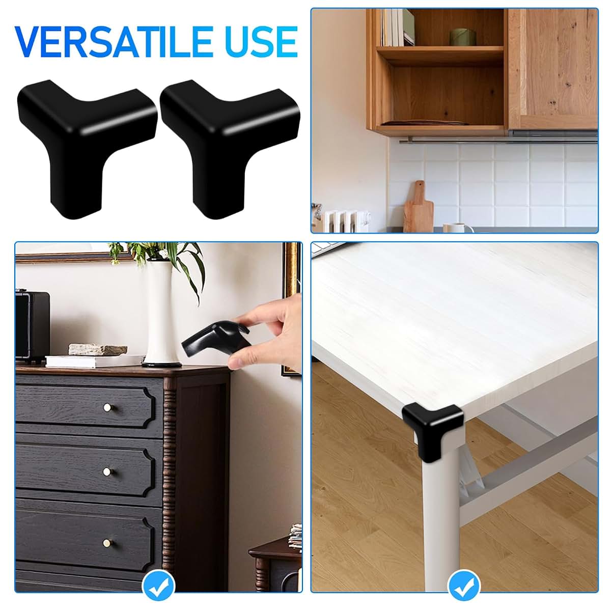 Veemoon Table Corner Protective Pads, 4 Pack Soft PVC Edge Guards, Universal Fit for Furniture