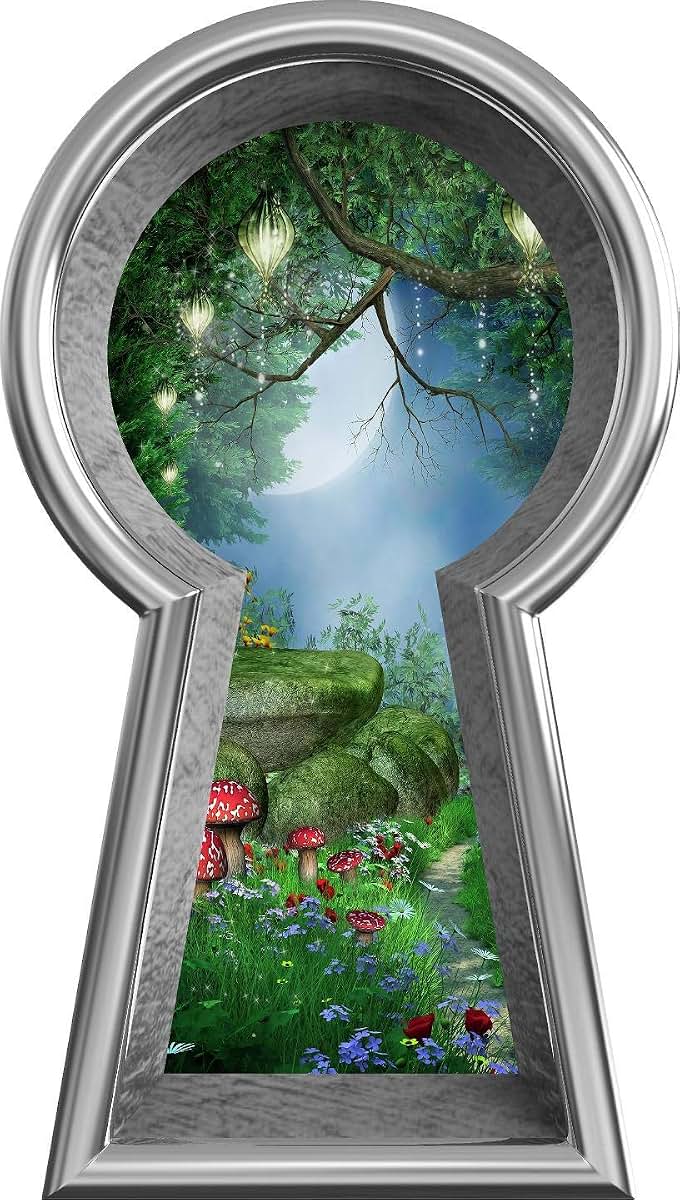 Silver Keyhole Enchanted Lantern Forest Wall Decal Removable Fabric Vinyl 18 Inch