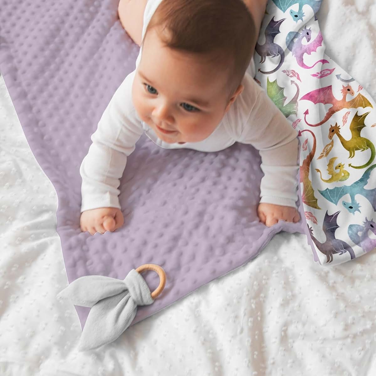 Tewrnvioc Purple Baby Blanket for Girls - Double Layer Minky Fleece Receiving Quilt