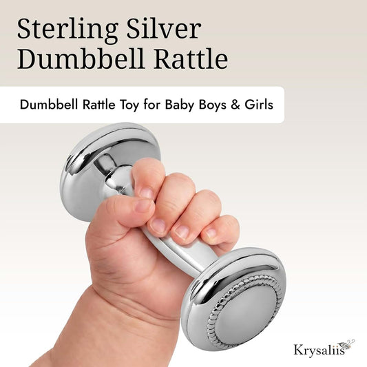Krysaliis Miza Sterling Beaded Silver Dumbbell Rattle (photo 2)
