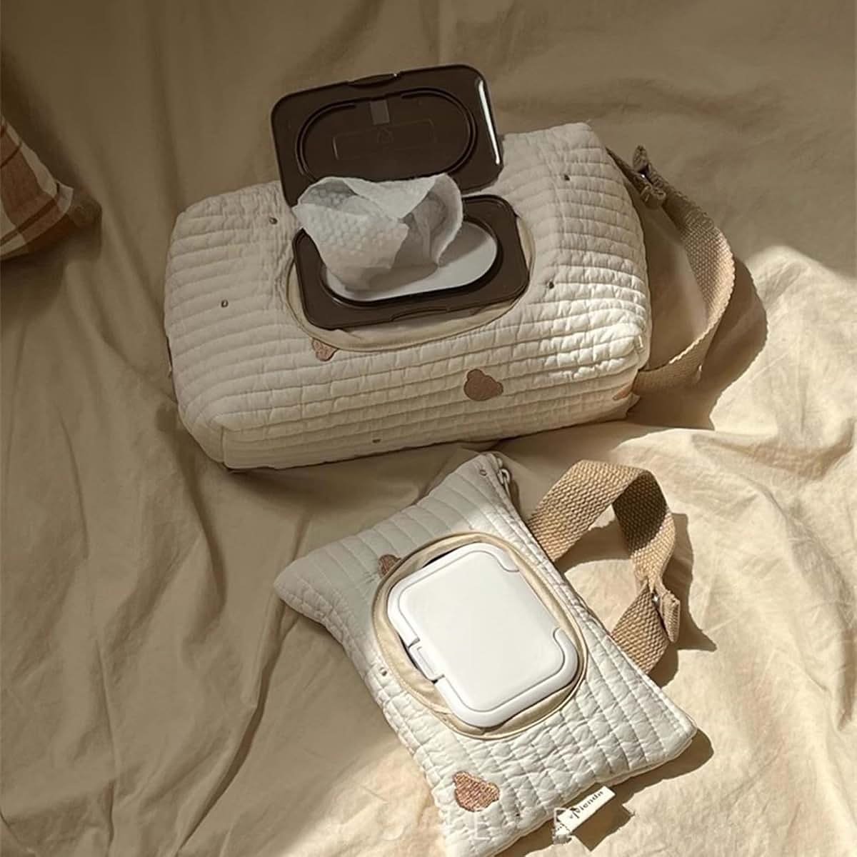 Psdndeww Embroidered Bear Wet Wipe Carrying Bag For Pram (photo 4)