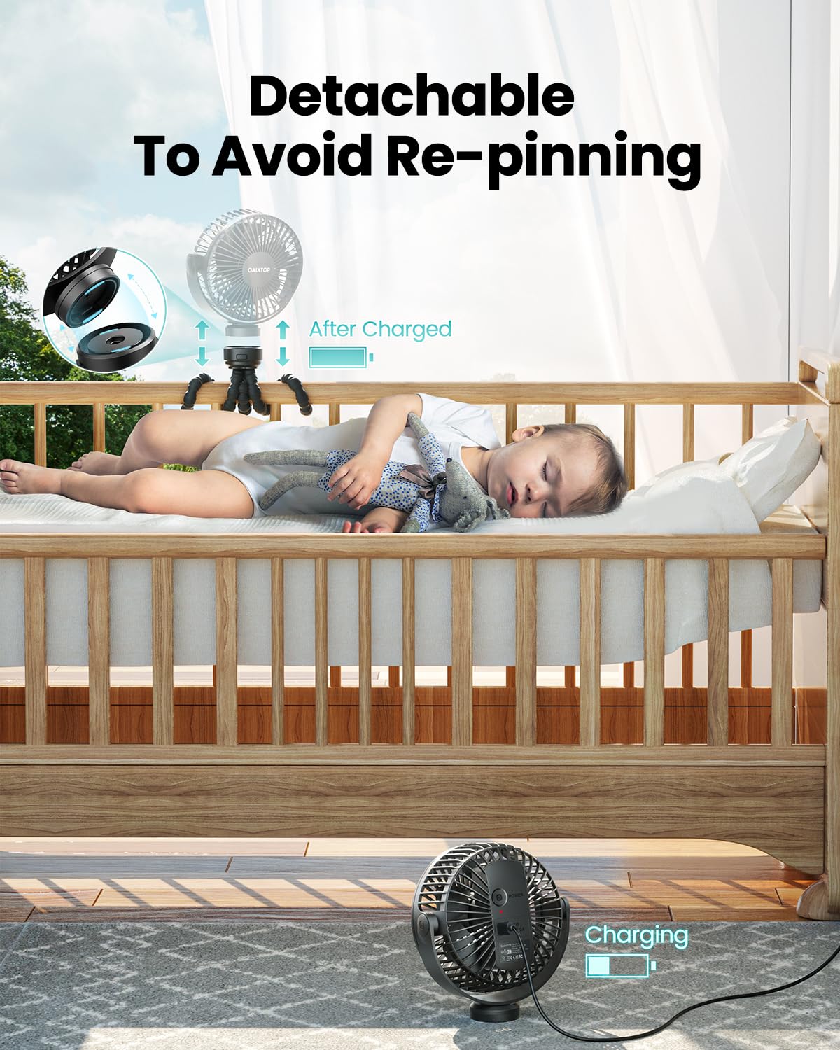 Gaiatop Mini Portable Stroller Fan