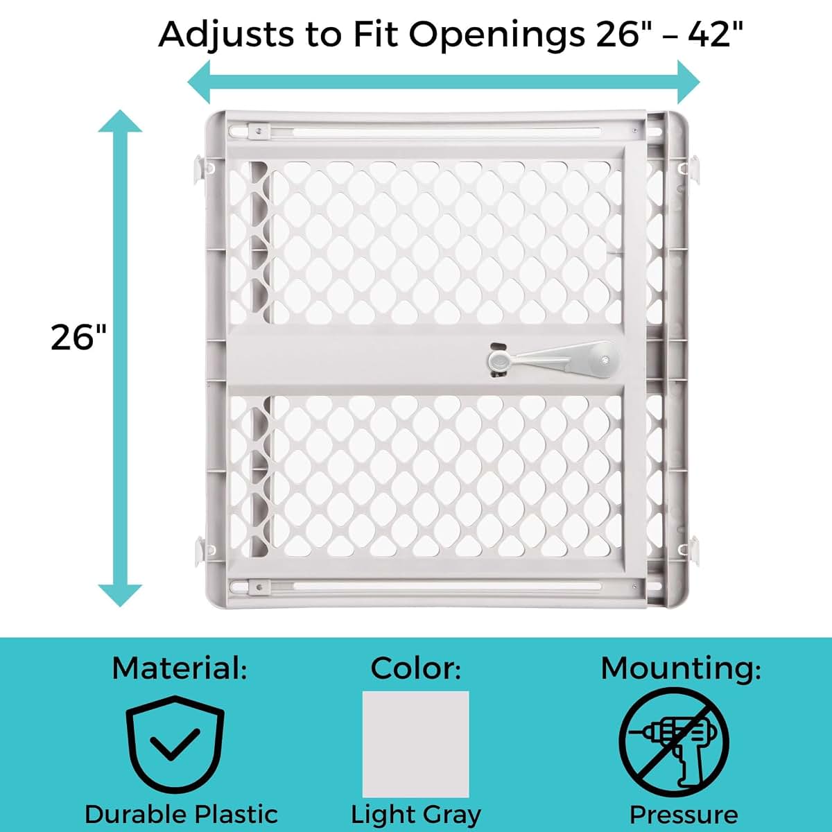 PEDXVNI Pressure-Mount Plastic Safety Gate with Tool-Free Installation, One-Hand Operation, Wall Cups, Adjustable (photo 4)