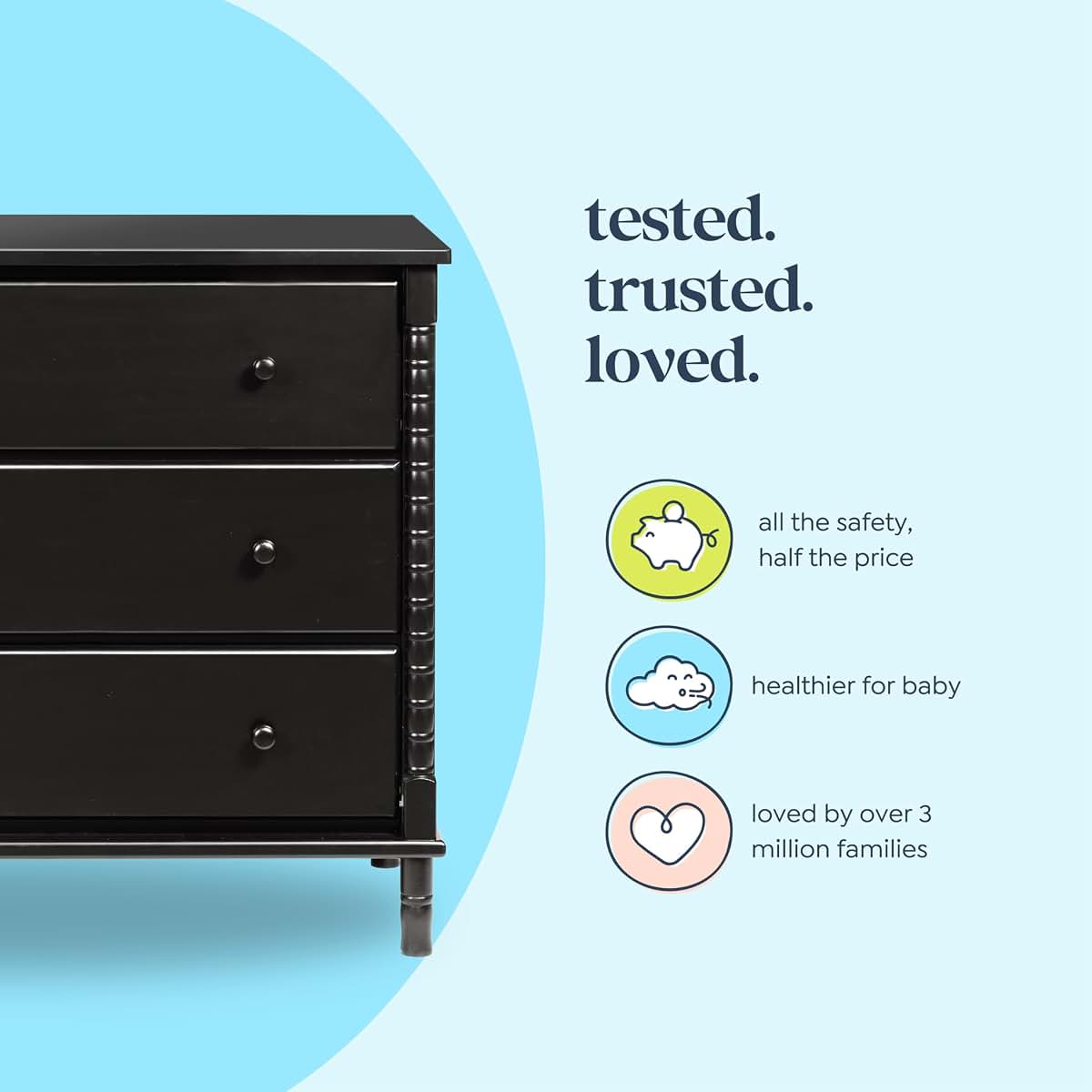 DaVinci Jenny Lind Spindle 3-Drawer Dresser in Ebony