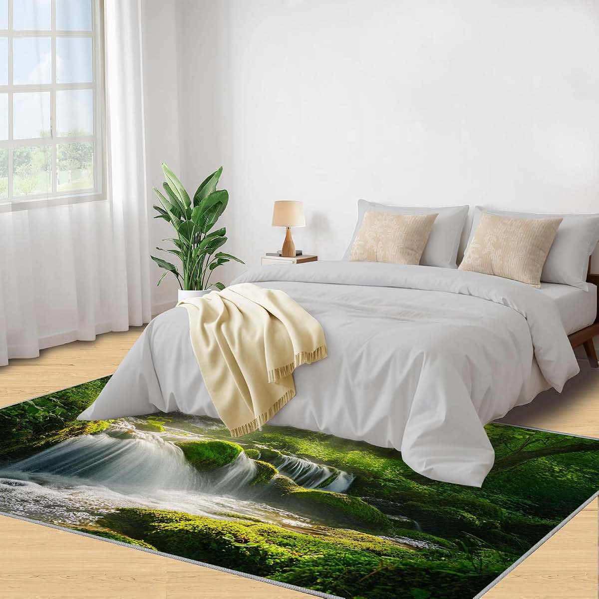 Hygiuid Natural Scenery Mossy Forest Area Rug, 4x5 Rectangular Low-Pile Carpet (photo 4)