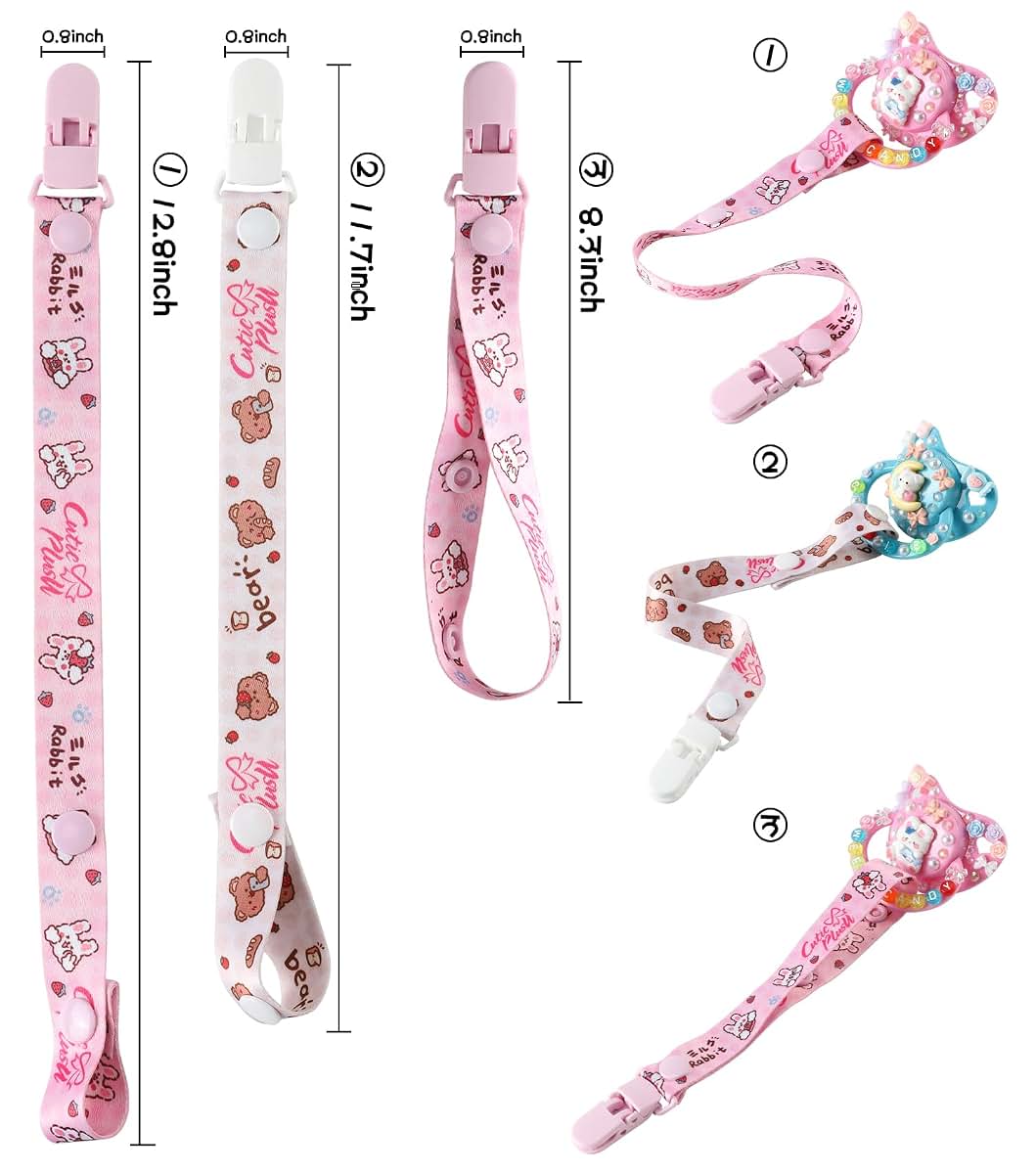 CutiePlusU Adult Pacifier Clip | Strawberry Pie Theme Holder Set of 2