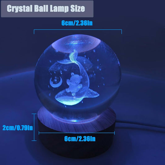 Wqvshro Whale And Teddy Bear Crystal Ball Lamp