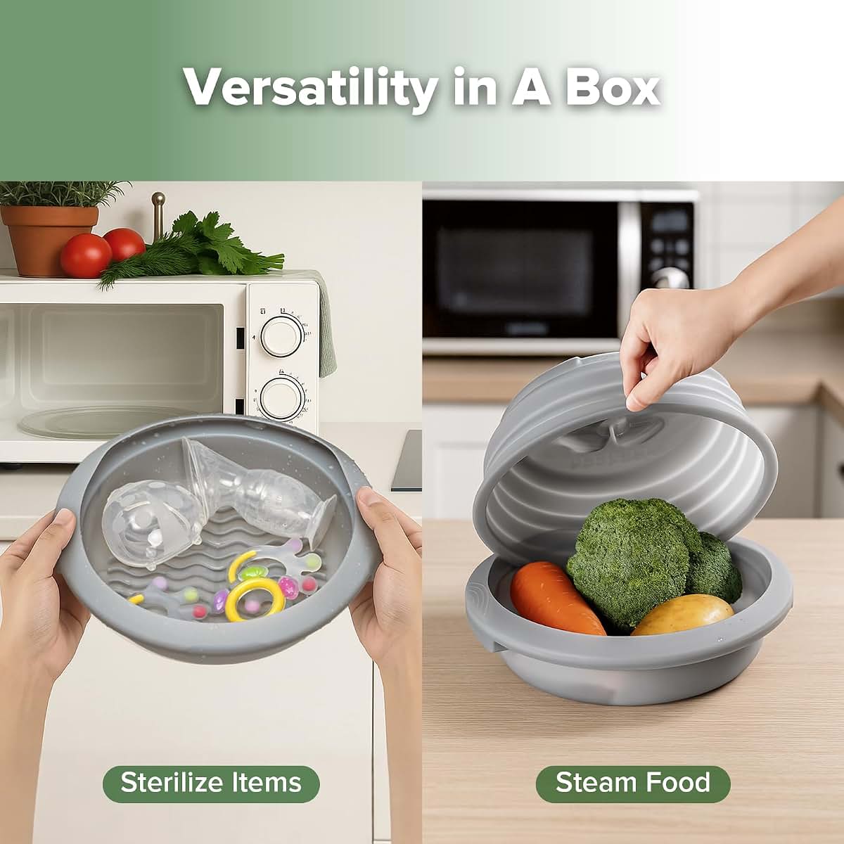 Haakaa Silicone Microwave Bottle Sterilizer & Steamer, Collapsible