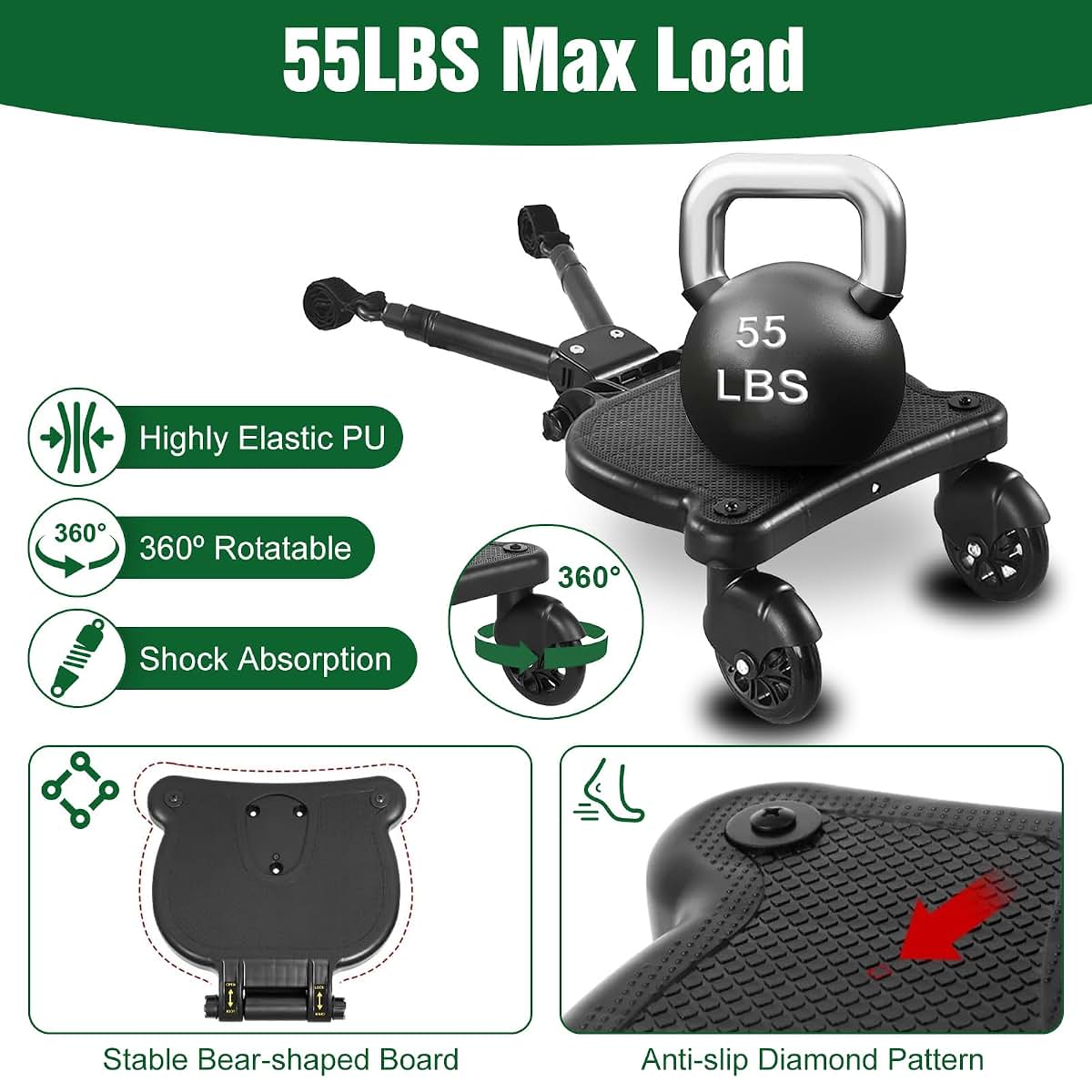 Universal Stroller Board with Detachable Seat for Multiple Strollers