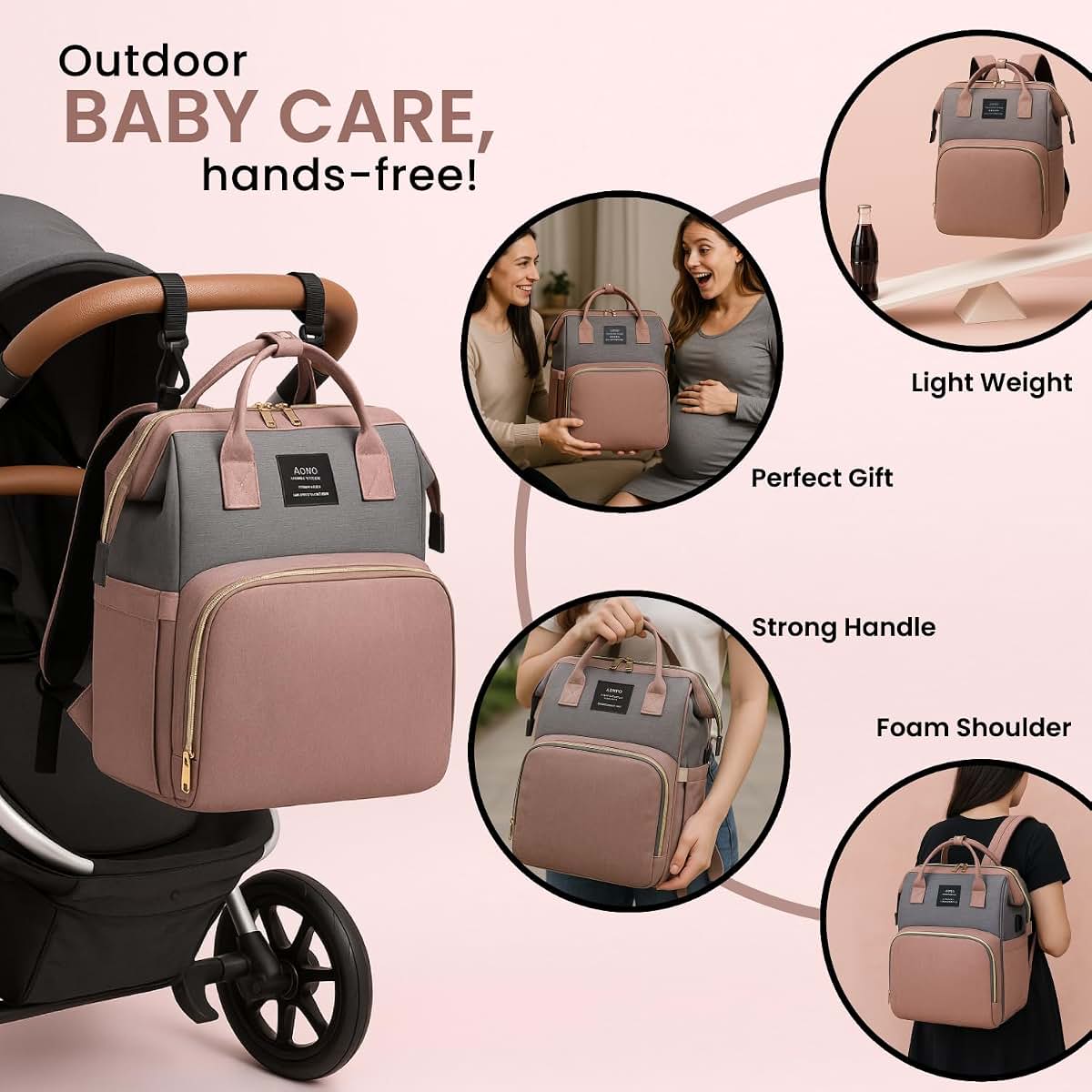 Nuvababy Multifunctional Baby Diaper Bag Backpack with Changing Station Baby Bag for Moms, Dads, Shower Gifts for