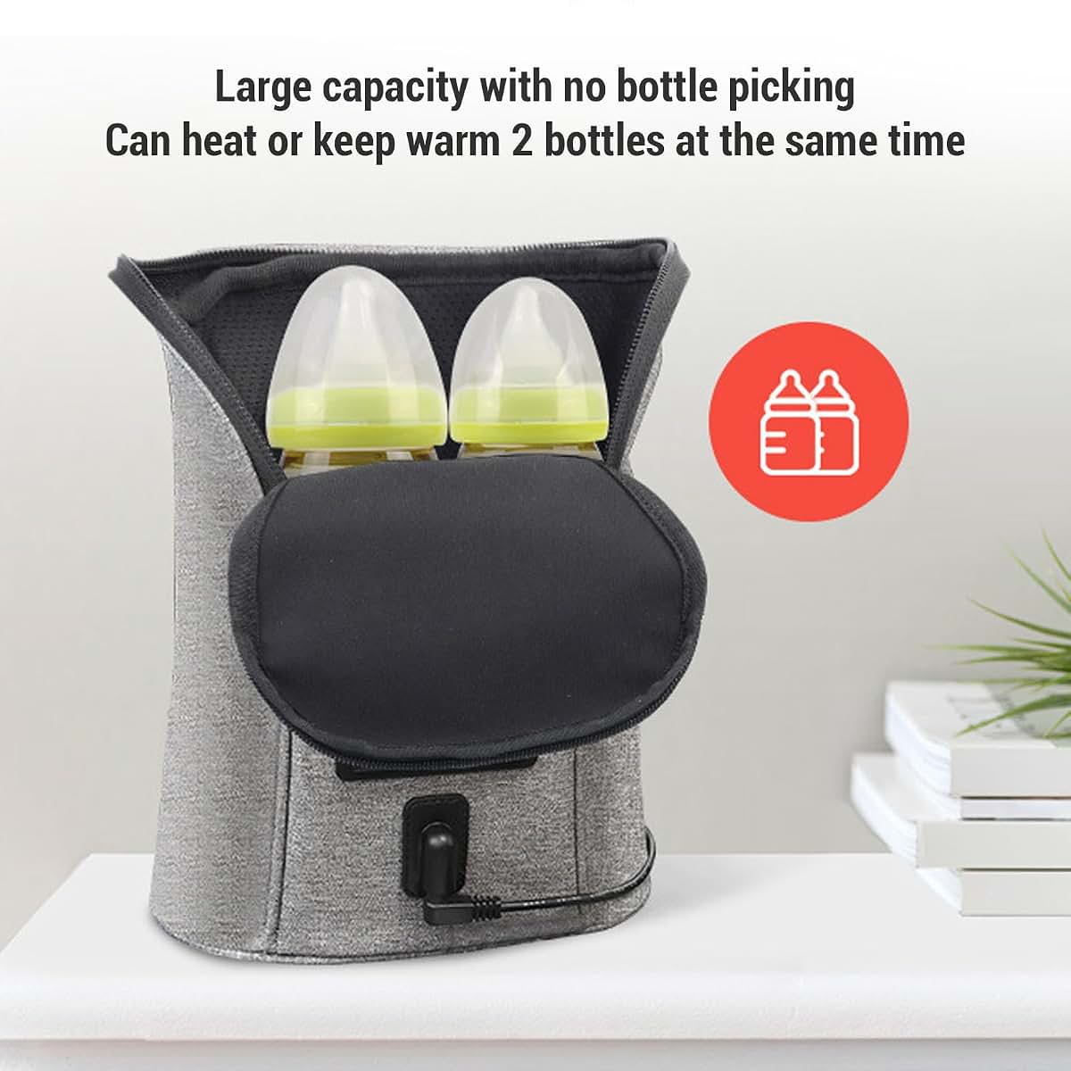 Fockety Portable Bottle Warmer, Adjustable Temperature Cordless Baby Milk Bottle Warmer Insulated Baby Bottle Warmer (photo 4)