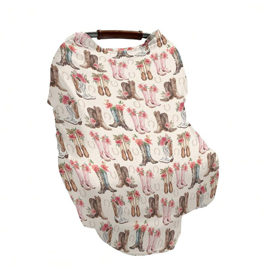 Selgkds Western Cowboy Boots Floral Baby Car Seat Cover (photo 2)