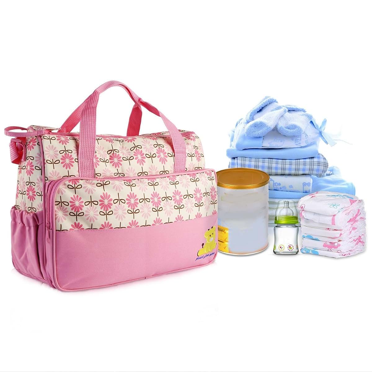 Lapday 5PCS Baby Diaper Bag Set in Pink (photo 4)