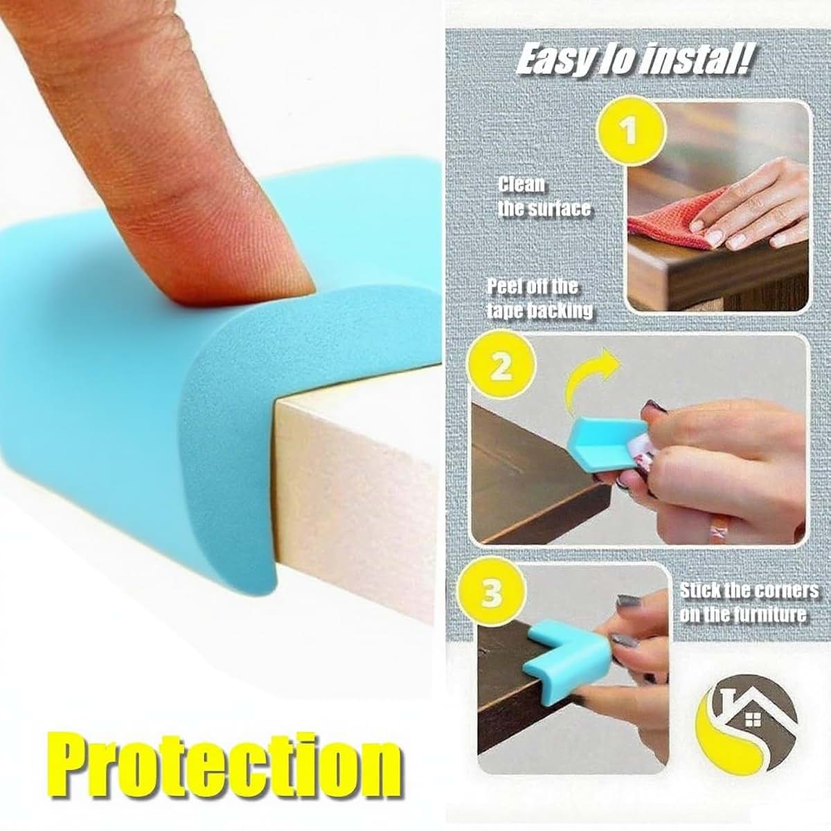 Icanfly Soft Foam Corner Guards, 4 Pack Yellow Furniture Edge Protectors (photo 4)