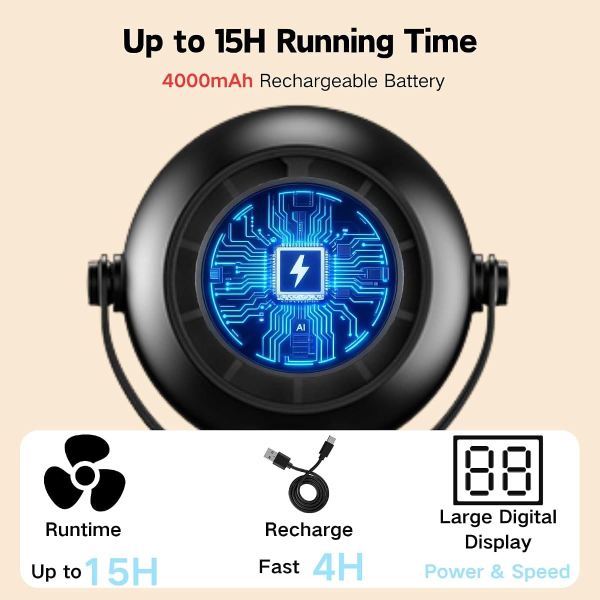 BabyOneStop Portable Stroller Fan With Flexible Tripod And LED Display