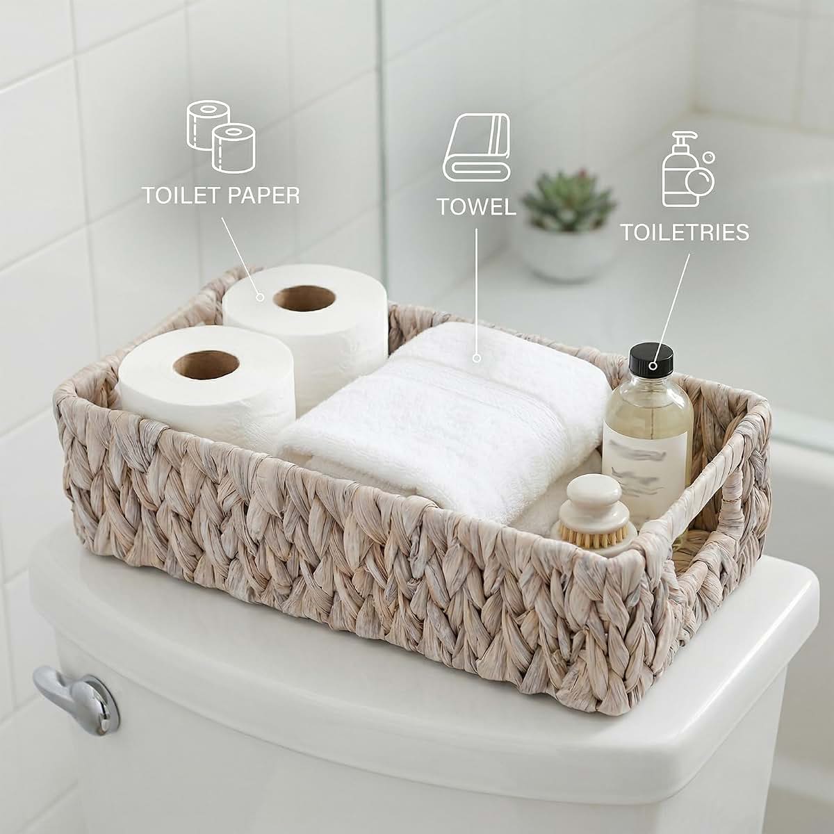 Novotechcal Wicker Toilet Paper Basket With Handles (photo 4)