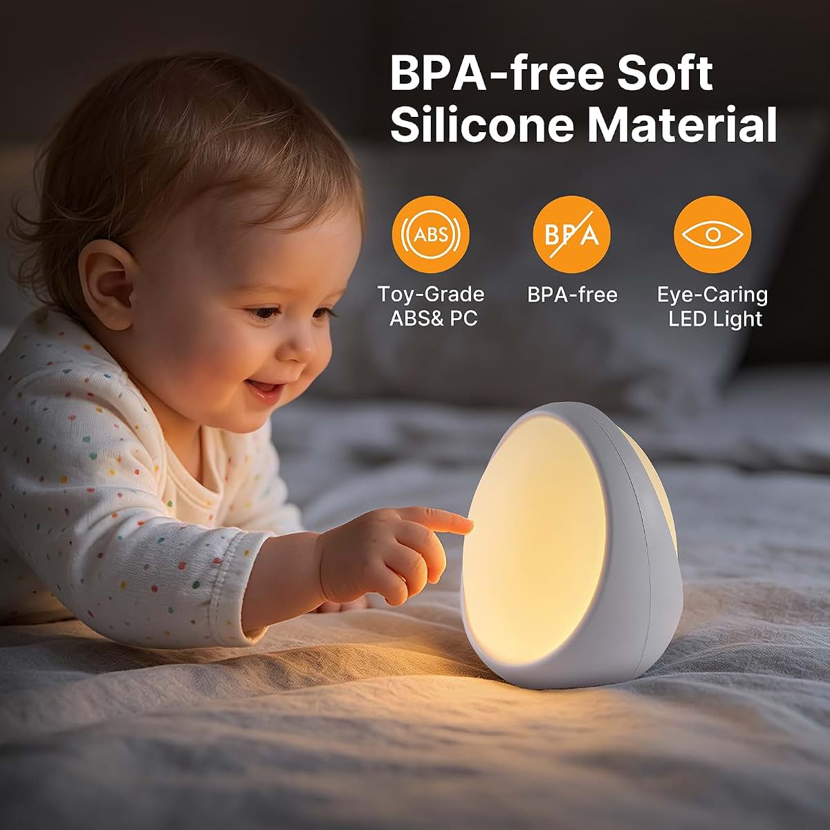 Gelielim Portable Baby Egg Night Light, 256 Colors, USB-C Rechargeable, Touch Dimming