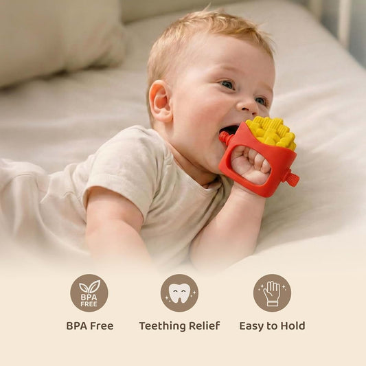 French Fries Baby Teething Toys - Teething Mitten, Baby Chew Toy, Teethers for Babies 3-6 Months and 6-12 Months (photo 2)