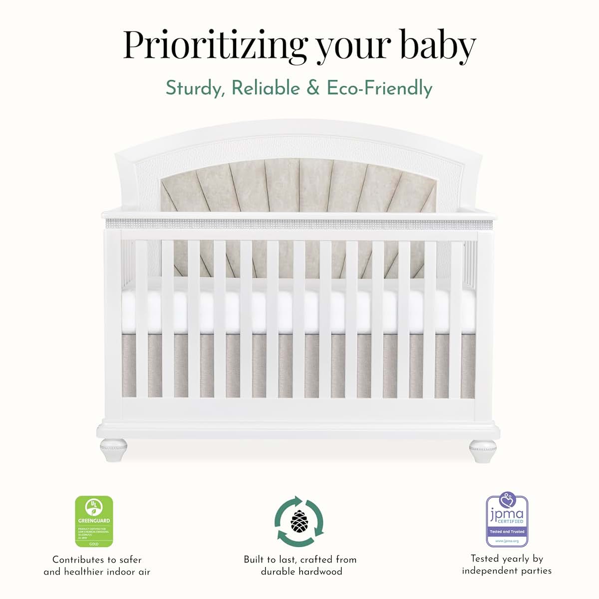 Evolur Nova 5-in-1 Convertible Full-Size Baby Crib in Shimmering Stardust (photo 4)