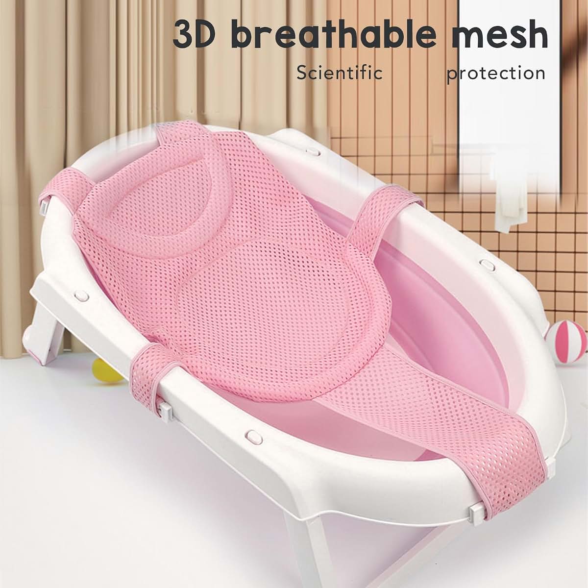 shenruifa Baby Bath Seat Support Non Slip Universal Detachable Net Bathtub Sling Shower Mesh (Pi-nk) (photo 4)