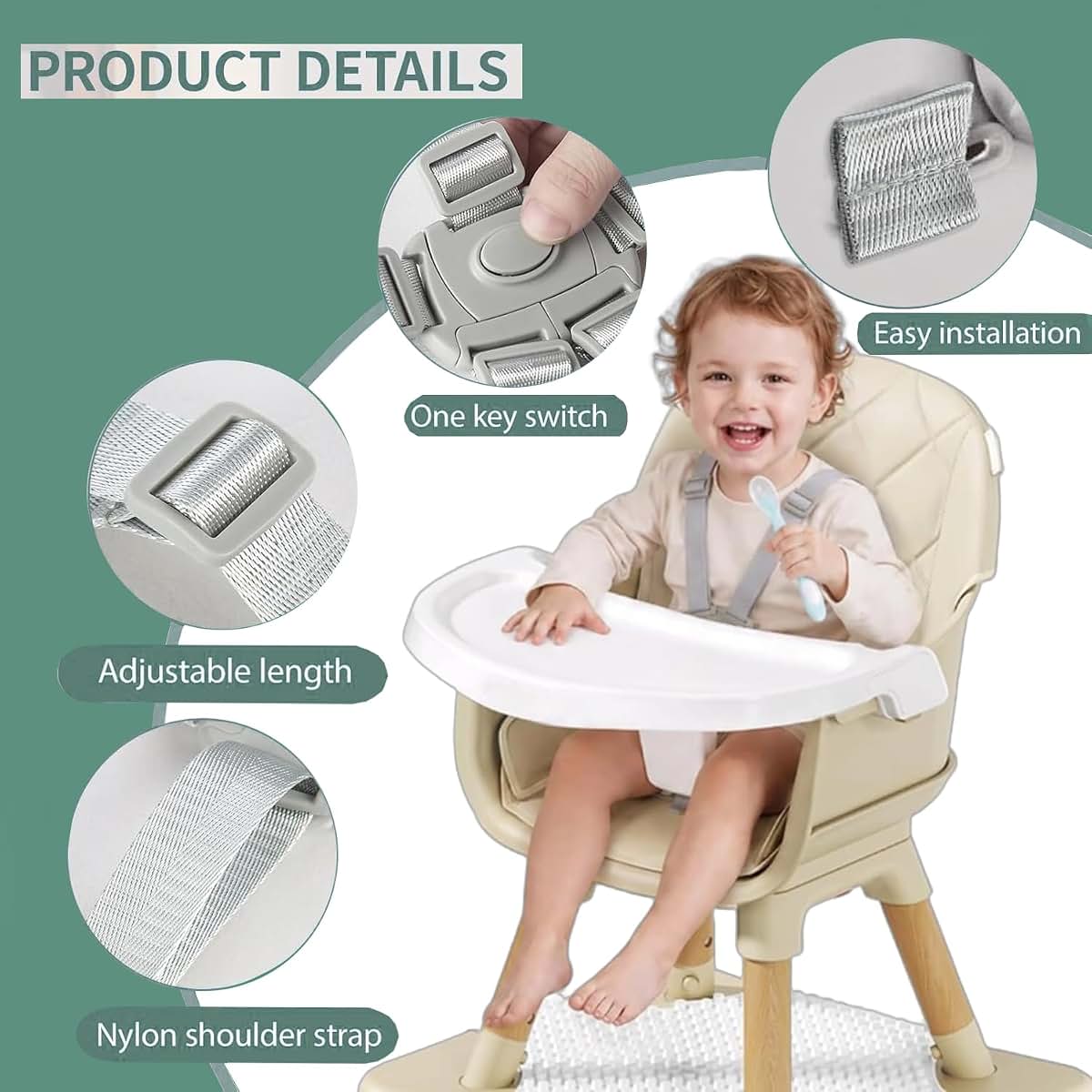 Coraltree High Chair Straps Replacement Grey Adjustable (photo 4)