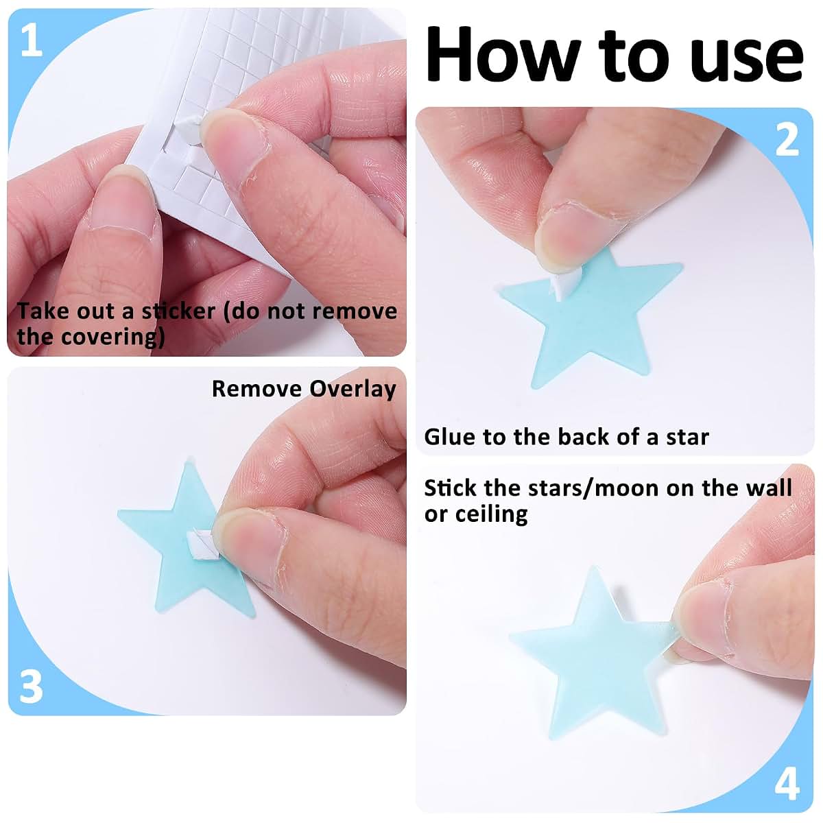 Tweruna Glow in the Dark Stars for Ceiling, Moon Glowing Wall Stickers