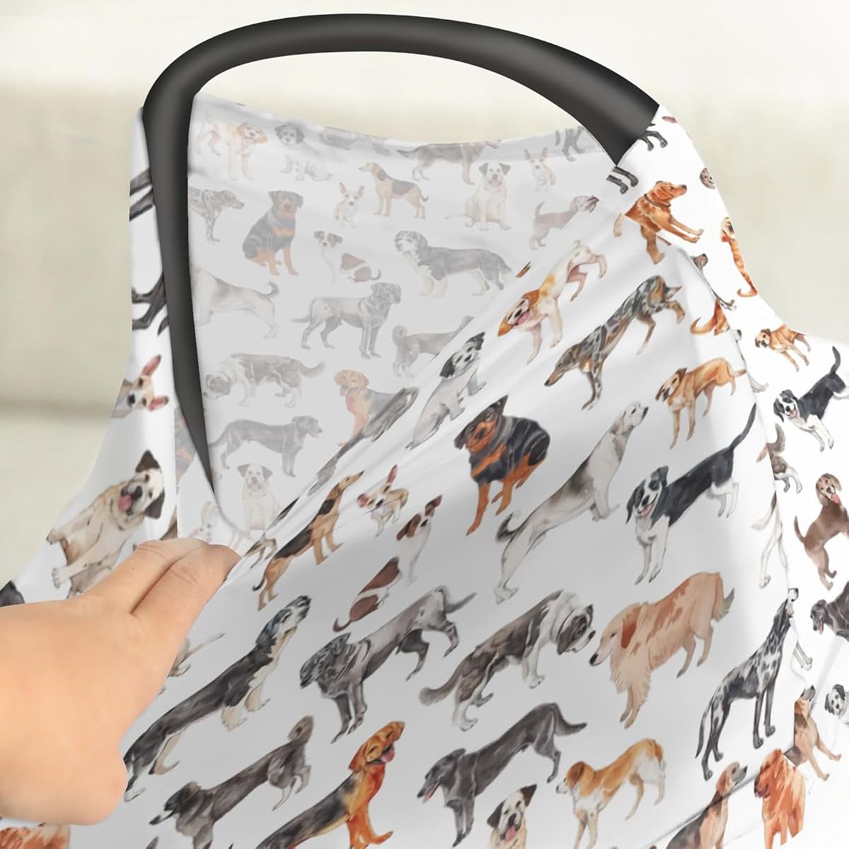 Watercolor Dogs Stretchy 5-In-1 Car Seat Nursing Cover