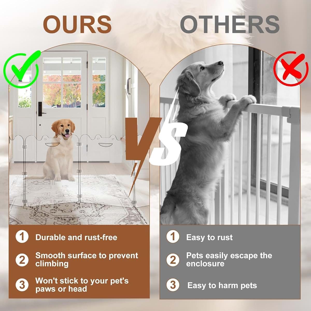Clear Acrylic Freestanding Pet Gate, 4-Panel Folding Barrier, 24 Inch Tall