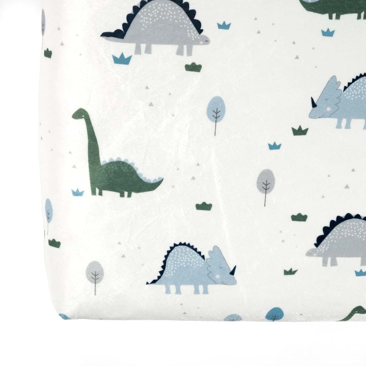 Lush Decor Baby Dinosaurs Roar Soft & Plush Fitted Crib Sheet, Dusty Teal & Gray (photo 4)