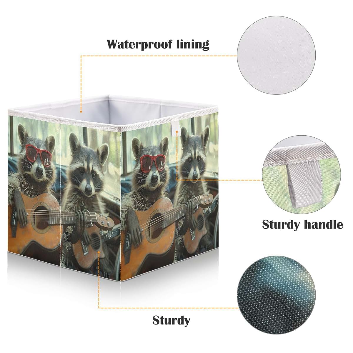 YETTASBIN Funny Raccoon Cube Storage Bin, Large Foldable Organizer for Nursery and Closet
