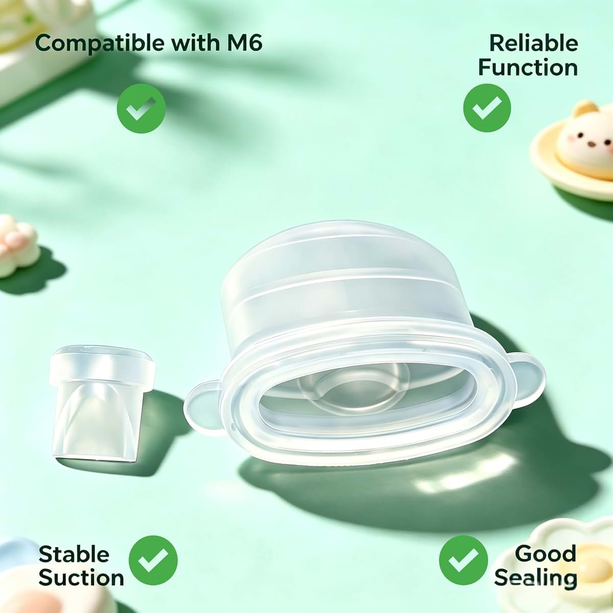 Zhouyiyian 12PCS M6 Replacement Parts for Momcozy Pump, 8 Duckbill Valves 4 Diaphragms (photo 4)