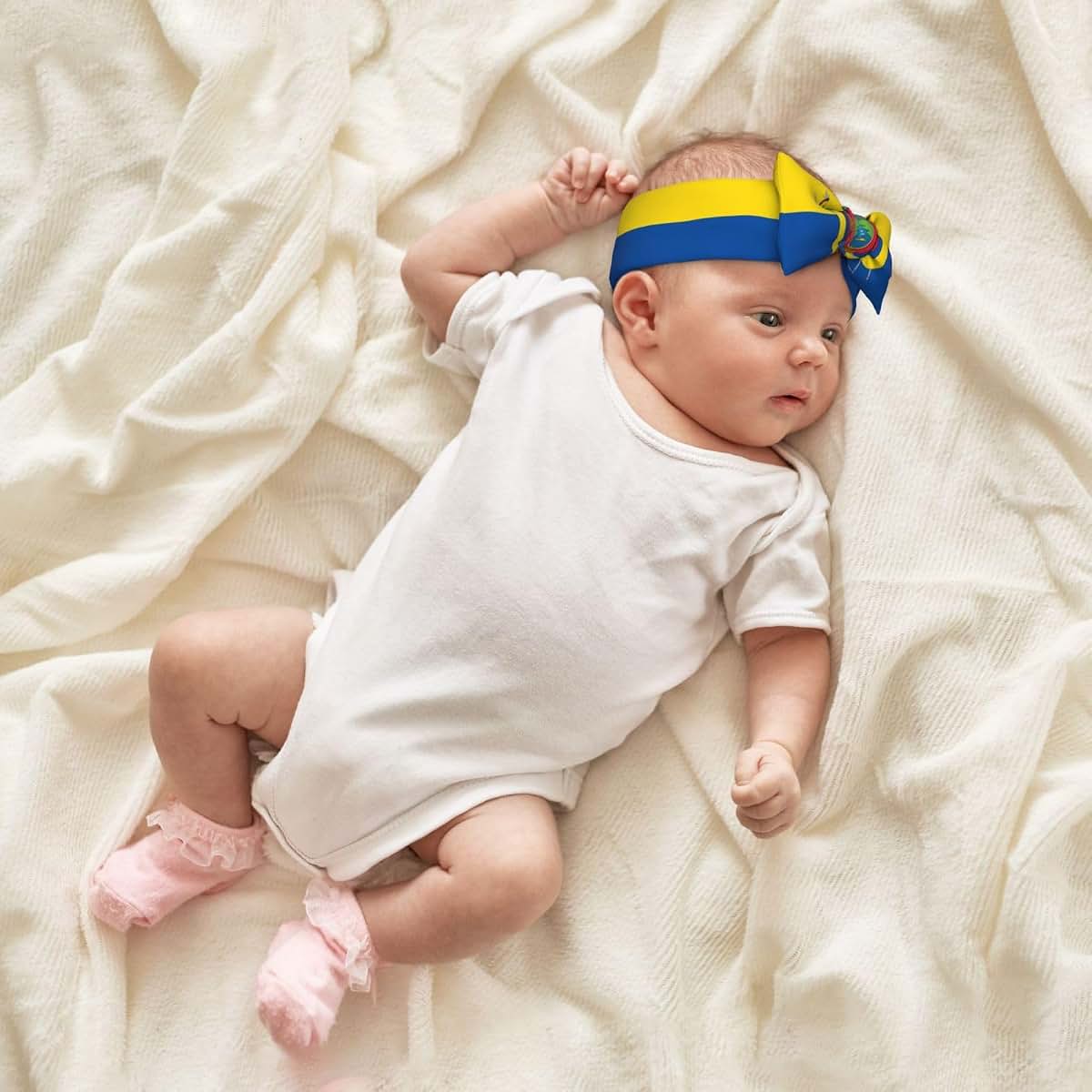 BabyOneStop Ecuador Flag Bow Headband for Newborns