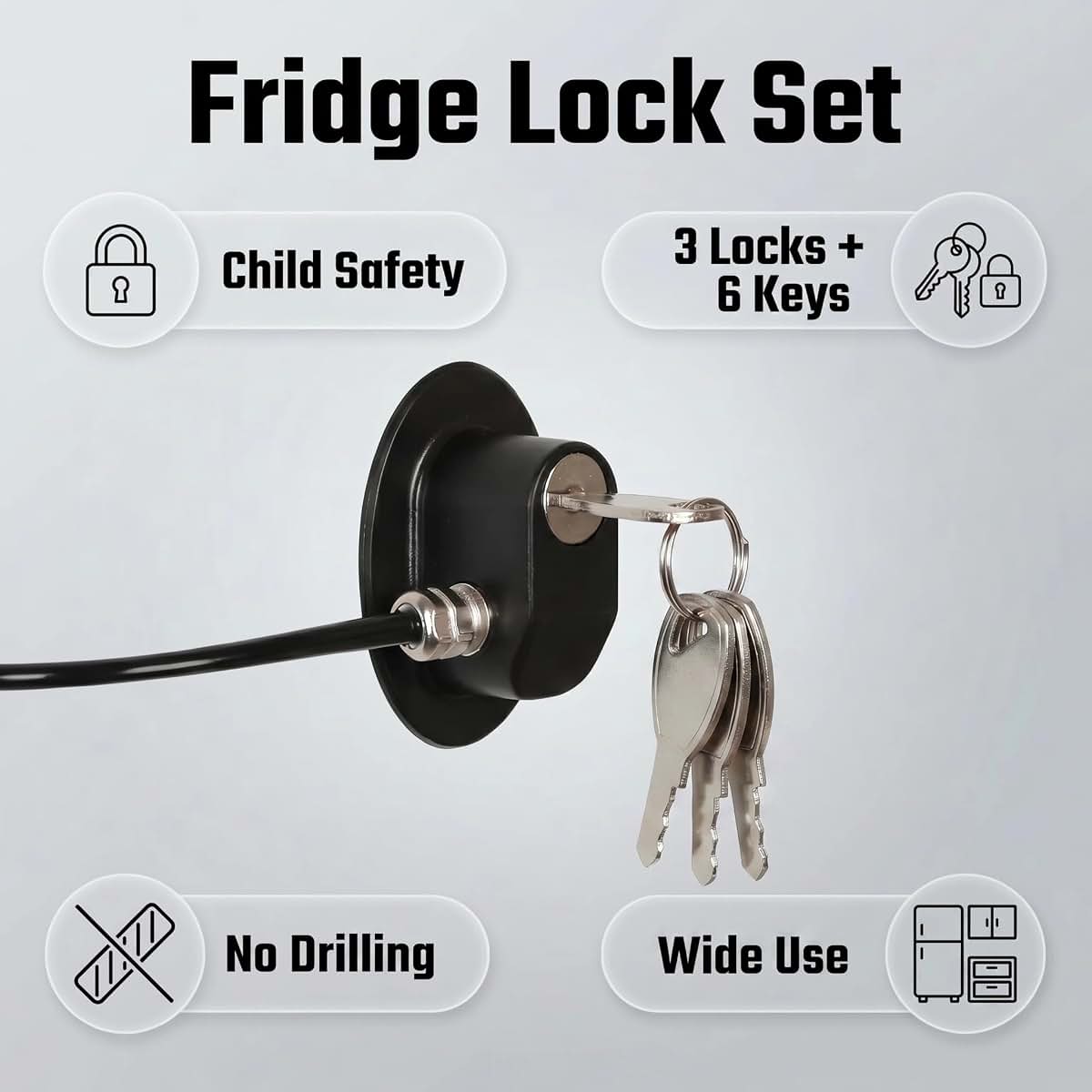 Door and Cabinet Lock Set for Household Security - REZIPO