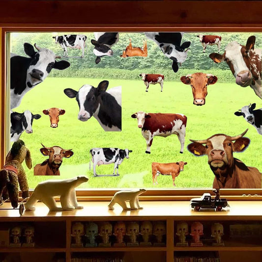 Runtoo Funny Cow Wall Decal Peek Animal Sticker Nursery Decor